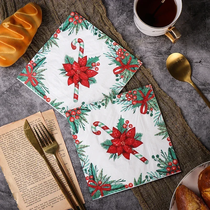 10/20 pièces/paquet 33*33cm 2 plis coloré imprimé arbre de noël imprimé papier de soie noël fête d'anniversaire Table décoration papier