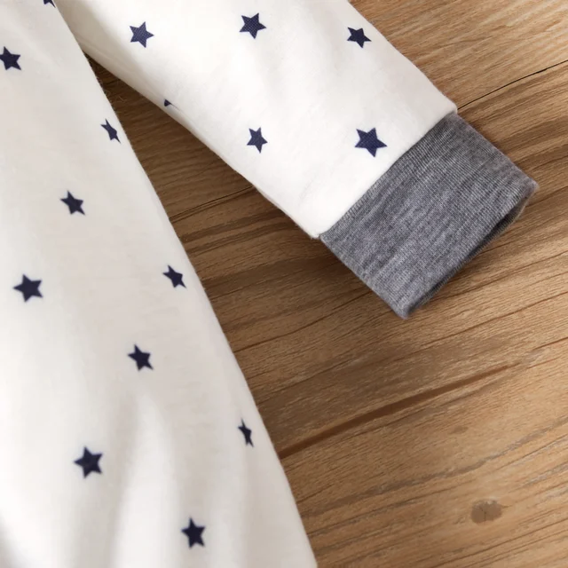 PatPat Combinaison à manches longues pour bébé garçon à rayures/étoiles, parfaite pour les sorties et l'usure au quotidien, douce et confortable – Image 5