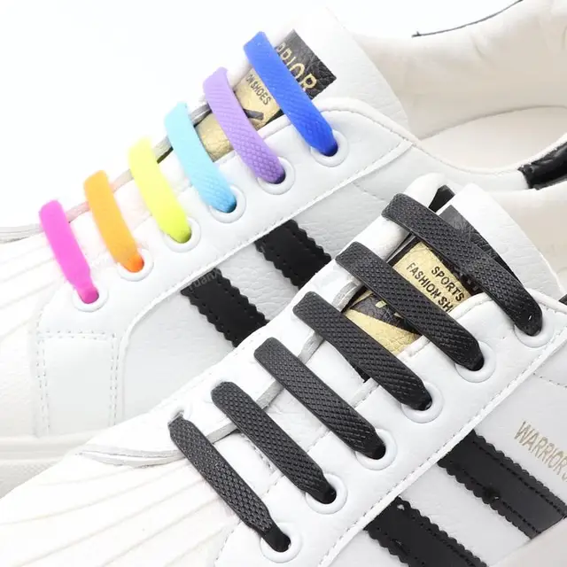 12 pièces lacets en Silicone sans cravate lacets de chaussures lacets élastiques baskets enfants adulte lacet en caoutchouc taille unique s'adapte à toutes les chaussures – Image 2