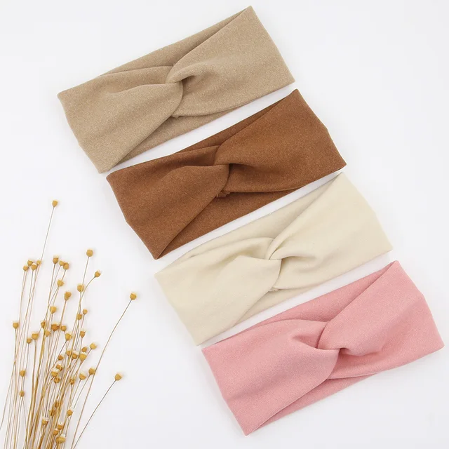 Bandeaux côtelés solides pour bébé, bandeaux noués en Faux cachemire, couvre-chef large, couvre-chef pour enfants, garçons et filles, accessoires de cheveux – Image 5