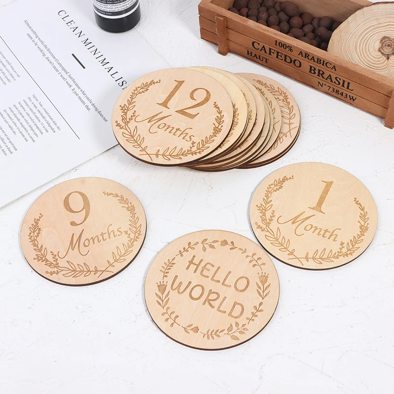 TeWindsor-Carte en bois pour bébé, mois de naissance du nouveau-né, anniversaire ata lestone, accessoires de photographie pour enfants, jouet