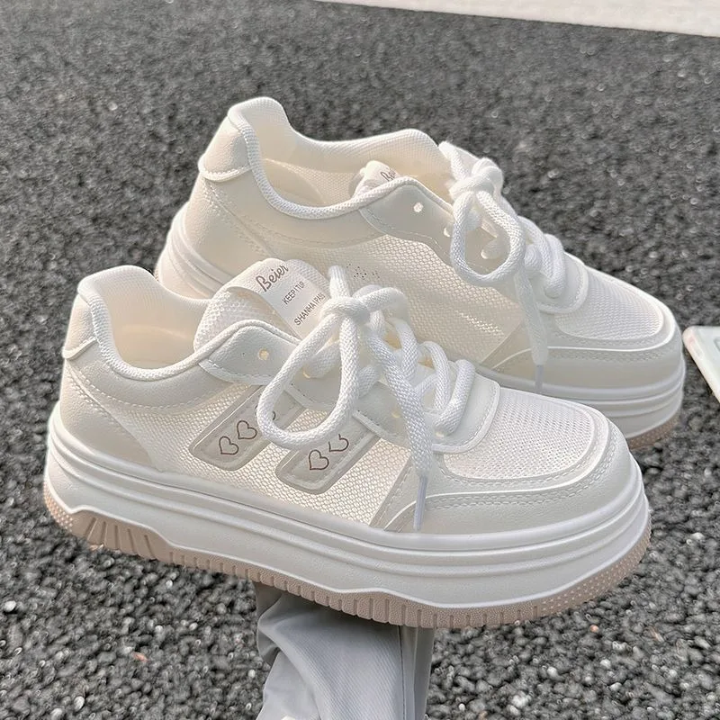 Chaussures Plates en Maille Blanche pour Femme, Baskets de dehors Basses Respirantes, Décontractées, à Semelles Optiques, Nouvelle Mode Automne