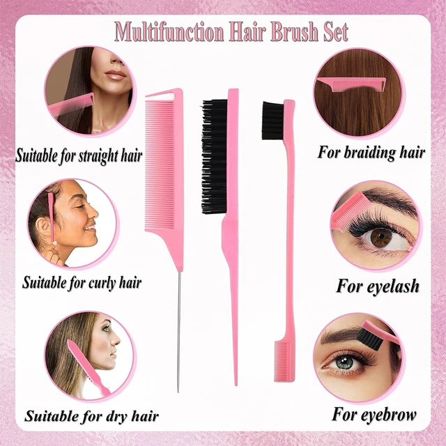 Ensemble de 11 brosses à cheveux, ensemble de brosses démêlantes pour cheveux bouclés avec flacon pulvérisateur pour cheveux, ensemble de brosses à cheveux, brosse de massage du cuir chevelu, 9 rangées – Image 2