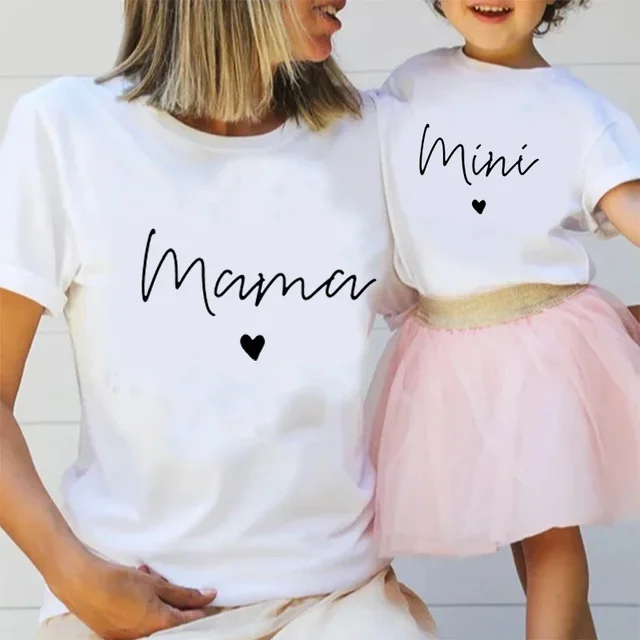MAMA & MINI-T-shirt à manches courtes en coton pour mère et enfant, vêtements assortis pour maman et fille, à la mode – Image 2