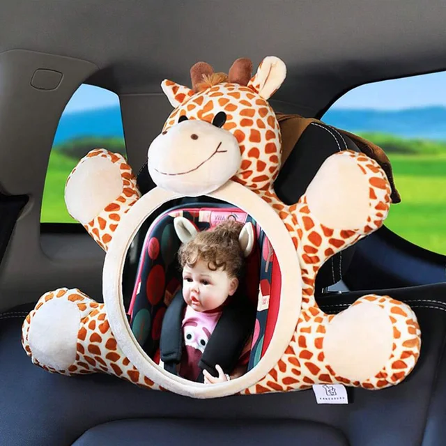 Rétroviseur de siège de voiture de sécurité pour bébé face à l'arrière, entièrement réglable, miroir décoratif de dessin animé, vue claire comme le cristal – Image 5