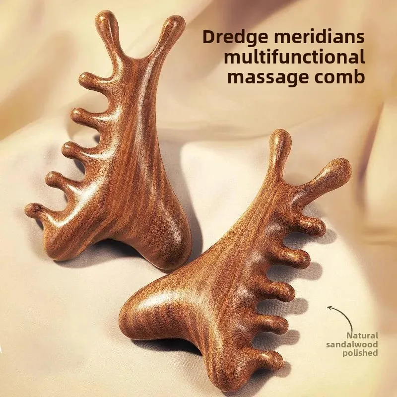 Peigne de Massage de tête quatre en un, épilation, thérapie du cuir chevelu, peigne en bois pour le visage et les yeux, utilisation professionnelle en Salon