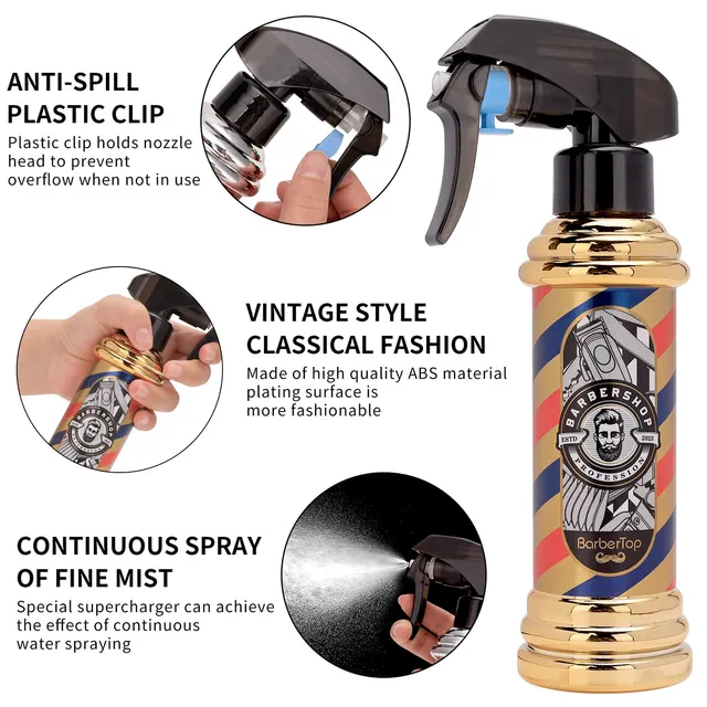 Retro Hairdressing Spray Bottle Refillable Bottles Continuous Mist Watering Can Portable Salon Barber Water Sprayer – Image 3