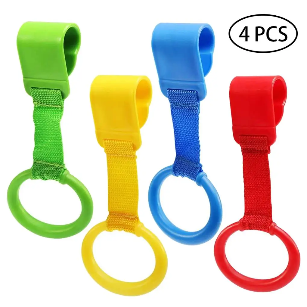 Anneaux de traction à main pour bébé, 4 pièces, pour berceaux, parcs, anneau d'entraînement d'équilibre, crochets de support pour nourrissons, pendentif suspendu au lit, sécurité domestique pour bébé