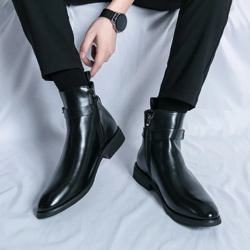Bottes en cuir non ald pour hommes, chaussures de grande taille, chaussures de confort pour hommes, chaussures d'automne, nouvelles zones