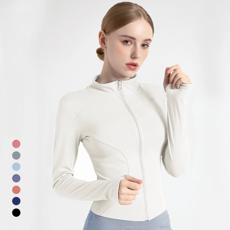 Veste de survêtement pour femmes, coupe cintrée, manteau de Fitness à manches longues, dessus de Yoga avec trous pour les pouces, veste de gymnastique, sweat-shirt d'entraînement, S-3XL, 2025