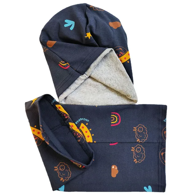 Nouveau bon coton bébé chapeau écharpe Panda vaisseau spatial automne hiver chapeau pour garçons chaud enfants bonnets bébé cou écharpe enfants crâne casquette – Image 6