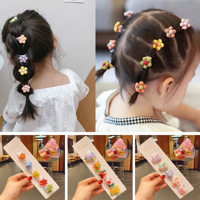 40 Pcs/Set Coloré Fleur Animal Filles Bandeaux Doux Fruits Élastique Cheveux Cordes Chouchous Enfants Cheveux Cravates – Image 3