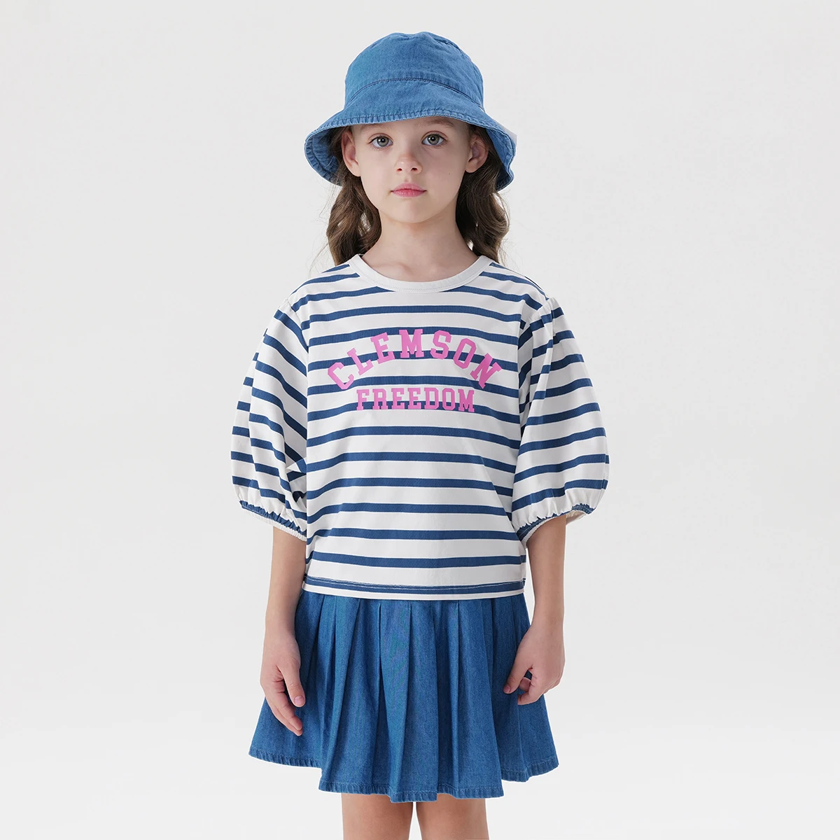 MARC & JANIE-T-shirt à manches courtes pour fille, haut à bulles avec lettres, pour enfant, été 240780