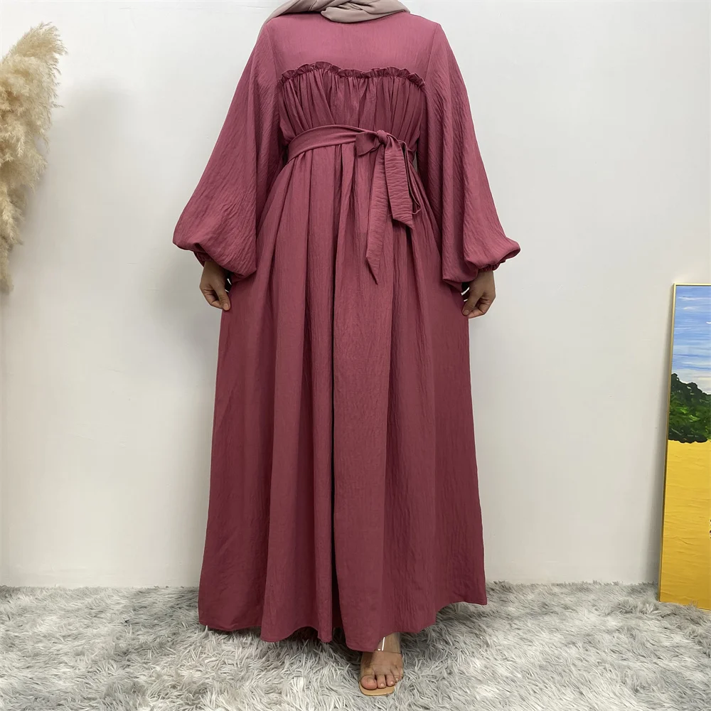 Robe Abaya unie à manches longues pour femmes musulmanes, ample, robes africaines, Islam dubaï, caftan modeste, vêtement de prière Eid Jilbab