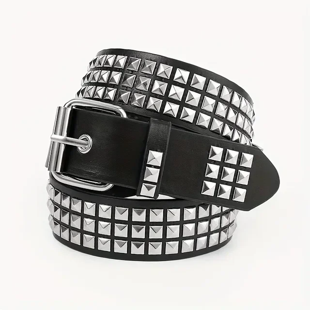 Ceinture pyramide en métal pour hommes et femmes, rivets à perles carrées, matériel Punk, ceinture en jean Y2K, ceinture de styliste, nouvelle collection 2024 – Image 6
