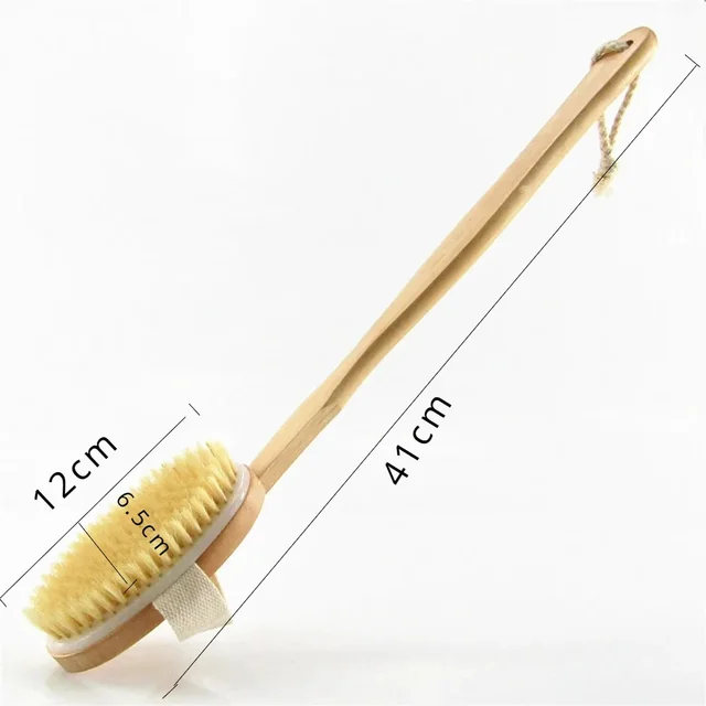 Brosse de douche à Long manche détachable en bois, 1 pièce, brosse de bain, Massage du dos, exfoliante, brosse de lavage de salle de bain, outils de bain – Image 3