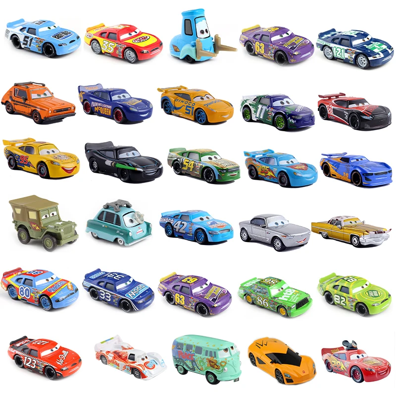 Voitures en métal Disney Pixar 2 3 jouet foudre Mcqueen Lizzie Guido Luigi Dinoco Mini Collection moulé sous pression Original Racer shérif enfants