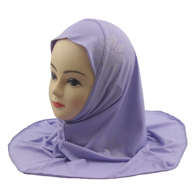 Foulard Hijab en Forme de Fleur pour Fille de 3 à 7 Ans, Poin, Charbon, H002 – Image 5