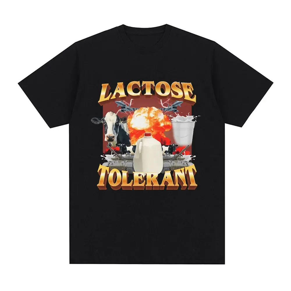 T-shirt imprimé à motif résistant à la lactose pour femmes, mode rétro, T-shirt à manches courtes, décontracté et confortable, grand T-shirt