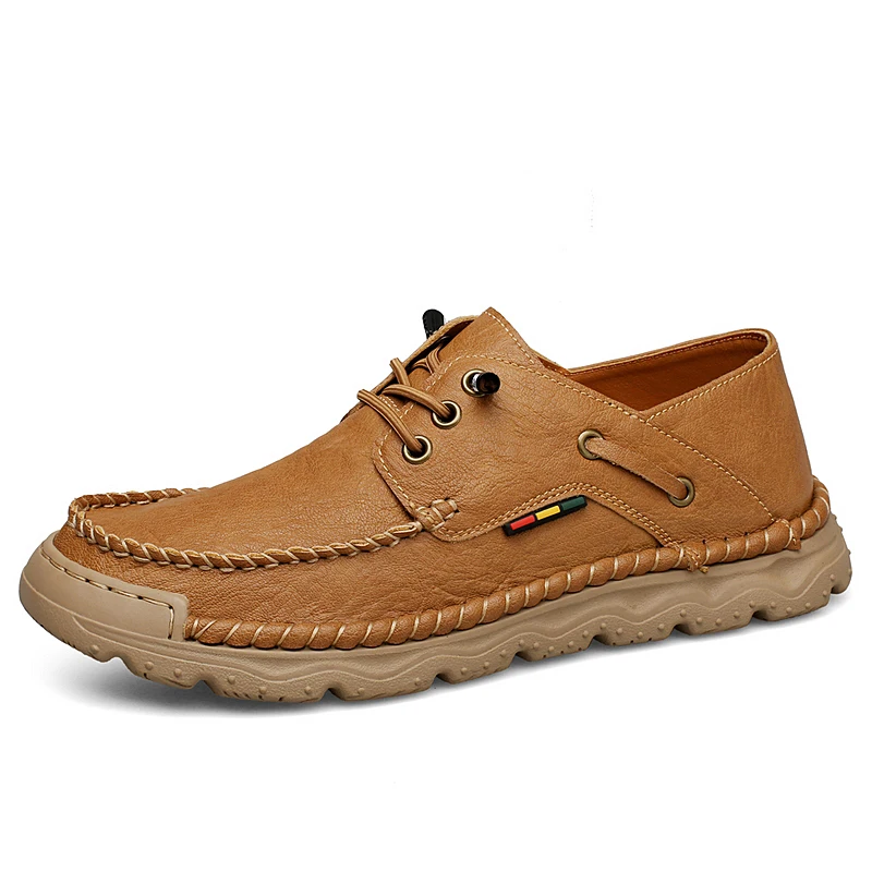 Baskets en cuir décontractées faites à la main pour hommes, chaussures de marche, de travail, d'affaires, de styliste, nouvelle collection printemps et automne 46