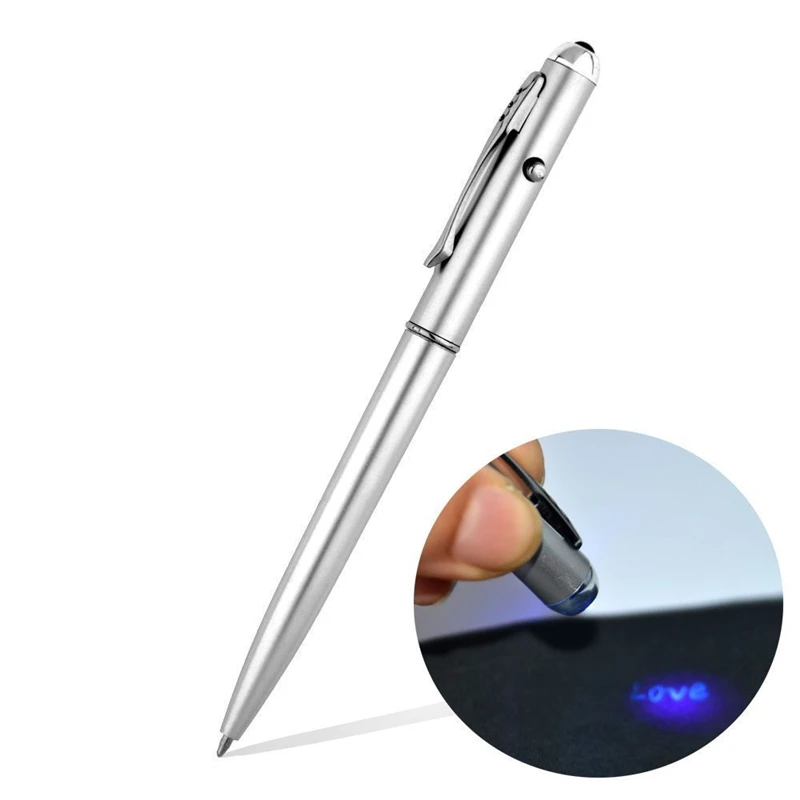 Multifunctional Ballpoint Pen with LED Light and Invisible Ink, UV Light for Money Checking, School and Office Supplies