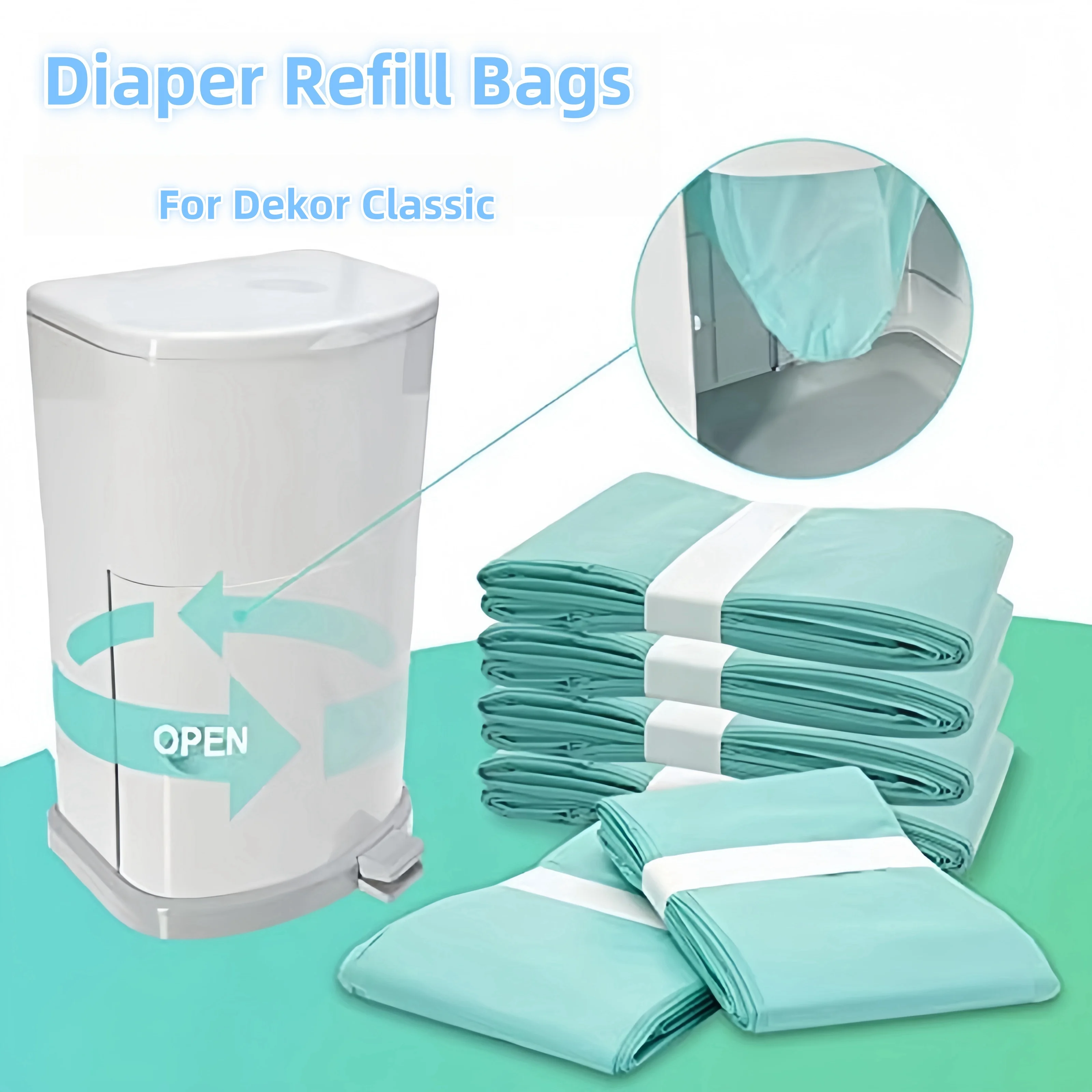 Sacs de Recharge pour Couches Classic Dekor, Doublures de Remplacement, Sacs à Ordures pour Poubelle 16L, E27
