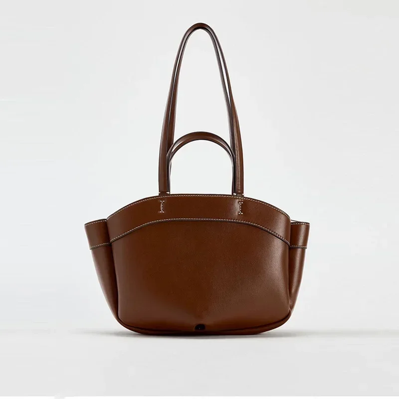 Sac fourre-tout en cuir Pu pour femmes, pochette sous les bras, grande capacité, sac à bandoulière rétro, sac seau Portable décontracté
