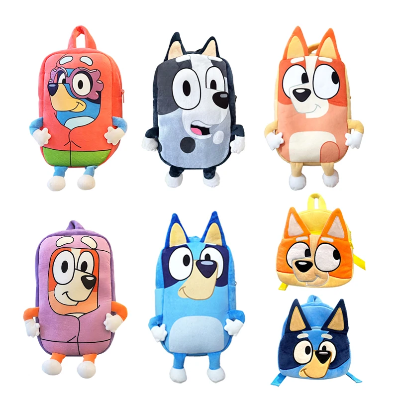 Bluey Anime Figures maternelle enfants cartable dessin animé Bingo peluche famille sac à dos pique-nique voyage Photo Snack sac enfants cadeaux