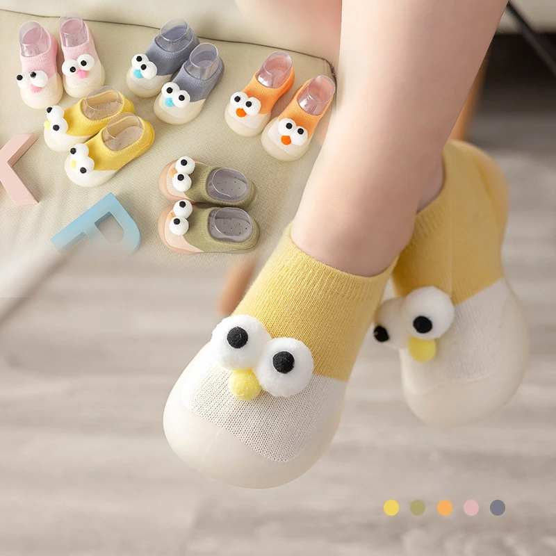 Chaussures d'été en coton peigné pour enfants, anti-ald et respirantes, semelle souple, chaussures de marche pour bébé, chaussettes de sol en maille pour bébé, nouveau
