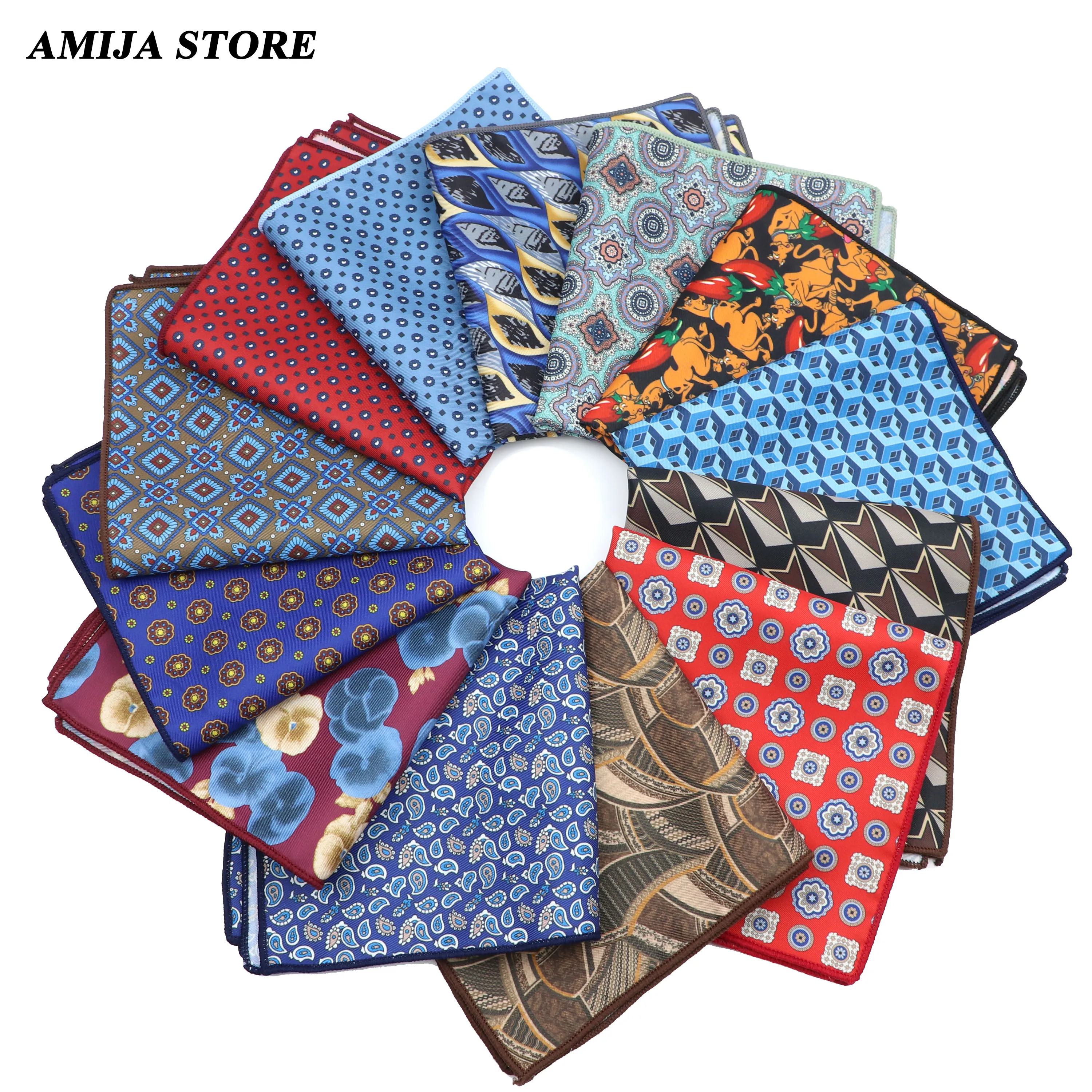Mouchoir de poche pour homme, écharpe Vintage, carré, imprimé, rayé, Plaid, chiffon, 26x26cm