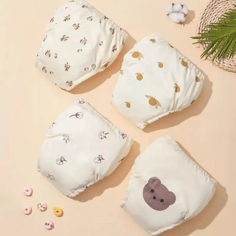 6 couches imperméable réutilisable coton bébé pantalons d'entraînement infantile Shorts sous-vêtements tissu bébé couches couches culottes couche à langer