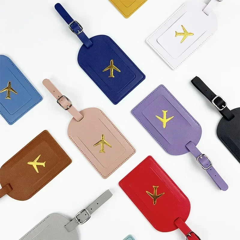Étiquette de bagage d'affaires en cuir estampillé, étiquette d'adresse de valise, étui d'embarquement, nom, identification, Clip d'adresse, accessoires de voyage