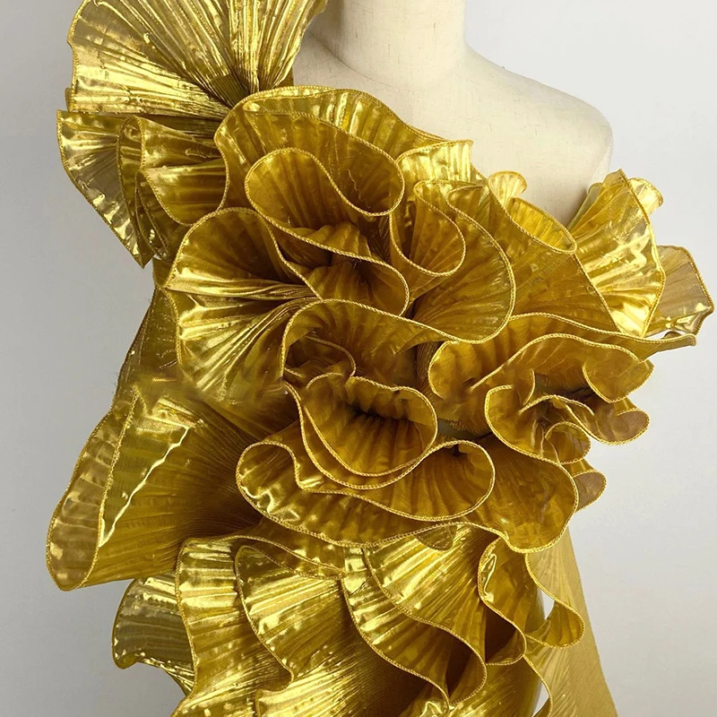 Garniture en dentelle ondulée brillante de 2 Yards, tissu à volants plissé coloré, bricolage robe de soirée, Costume de danse, accessoires de couture Cosplay