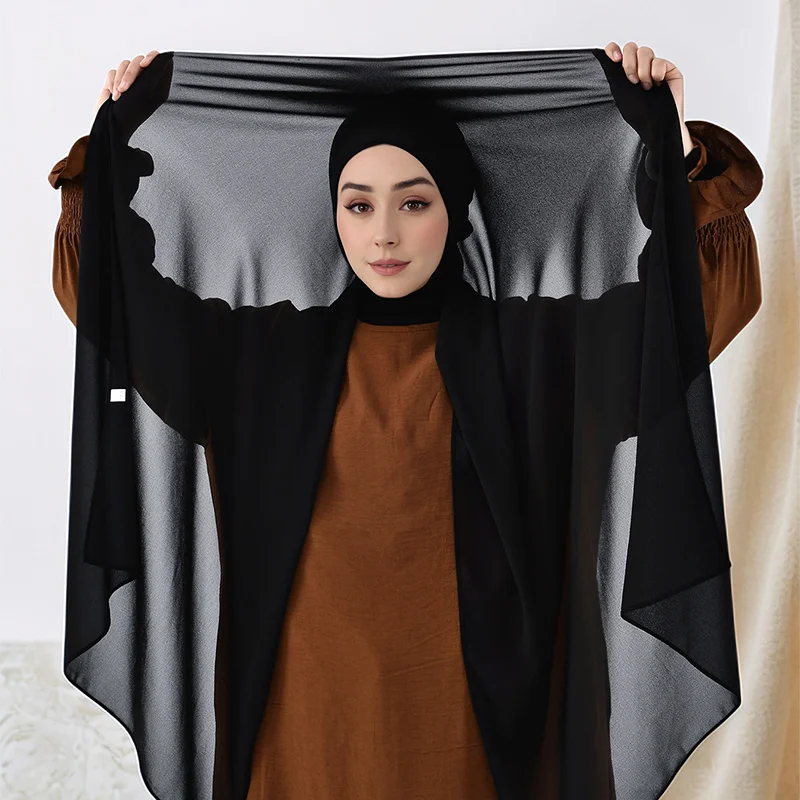 Foulard instantané en mousseline de soie de qualité supérieure, Hijab avec bonnet de menton Modal, châle solide, Turban islamique, foulard de prière du Ramadan, 180x70cm