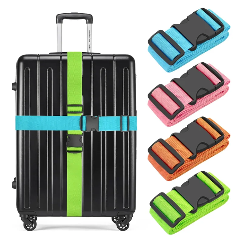 Sangles de bagage droites pour valise, ceinture de bagage en polyester avec structure à dégagement réglable, accessoire de voyage