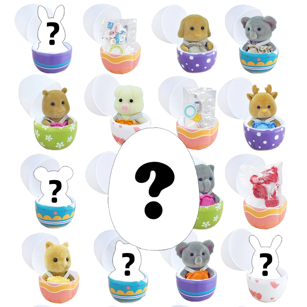 Oeuf Surprise de lapin de pâques, 6 pièces, Animal Miniature pour bébé, Mini nourriture, modèle de vaisselle, jouet de cuisine, meubles de maison de poupée, cadeau de fête de pâques