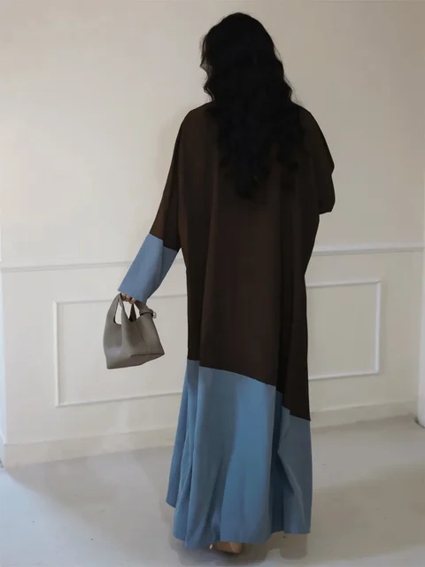 Lâche décontracté islamique moyen-orient Abaya musulman ouvert devant Abayas à manches longues arabe turquie caftans femmes Jilbabs Maxi robes – Image 4