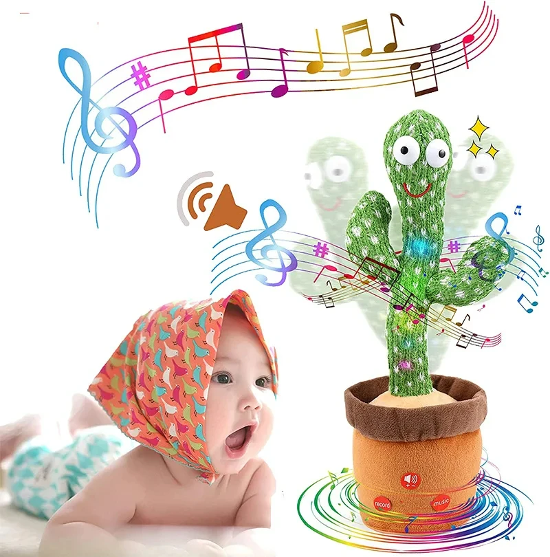 Jouet Cactus dansant 1 pièce, répétition parlant, haut-parleur de chanson, débris de danse, chant parlant, peluche en peluche, Interaction et décoration
