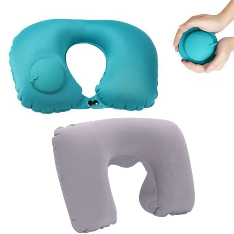 Oreiller gonflable en forme de U pour se détendre, oreiller de voyage pliable et portable, dispositif de clôture anti-fuite, presse sur le cou