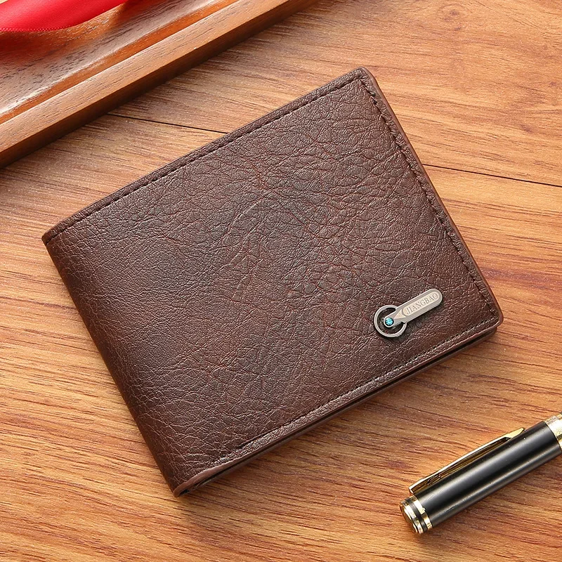 Portefeuille en cuir PU court vintage classique pour hommes, poche à monnaie, porte-cartes, sac à main simple, portefeuilles masculins de qualité, mode