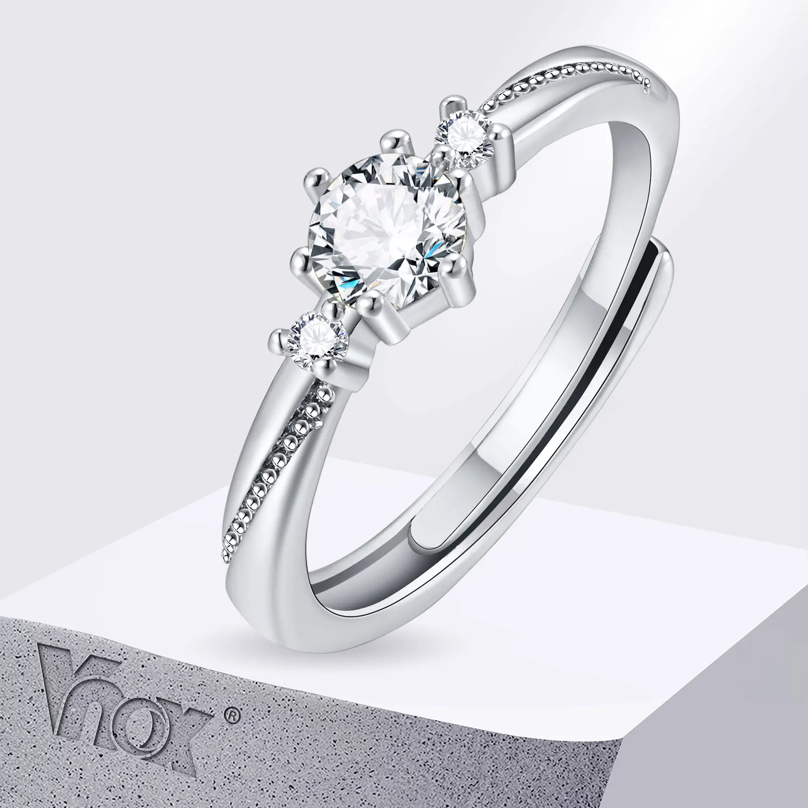 Vnox-Bague en cuivre pour femmes, anneau de mariage pour patients, bracelet de doigt en pierre AAA CZ scintillante, cadeau de fiançailles pour les travailleurs