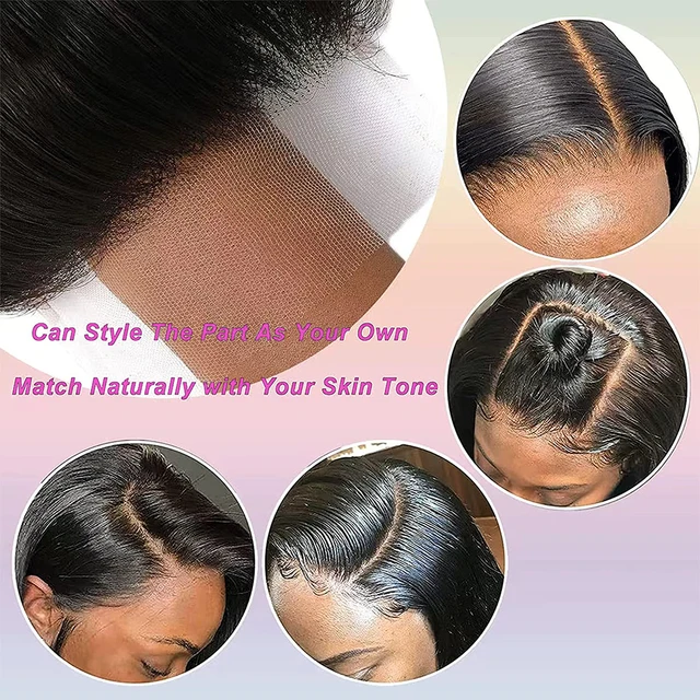Extensions de cheveux naturels lisses avec Lace Closure, 4x4, 5x5, 6x6, 13x4, 13x6, Extensions frontales d'oreille à oreille – Image 5