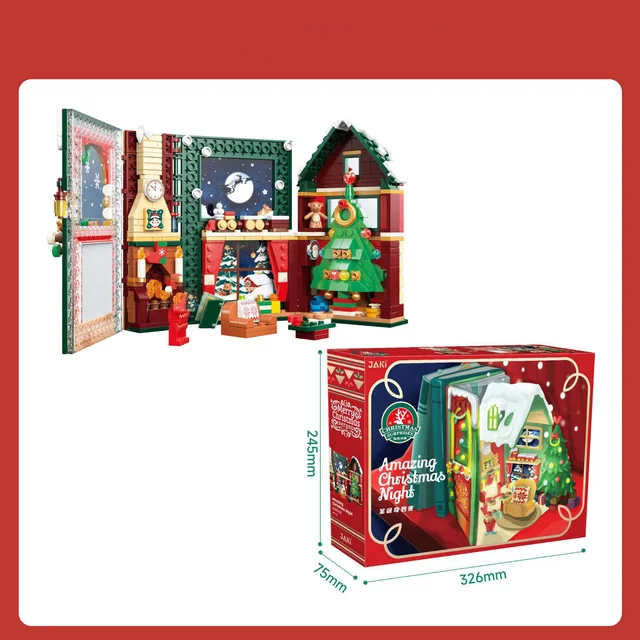 JK5155 Christmas stereo album book Christmas tree creative table decoration for boys and girls Christmas building blocks toys