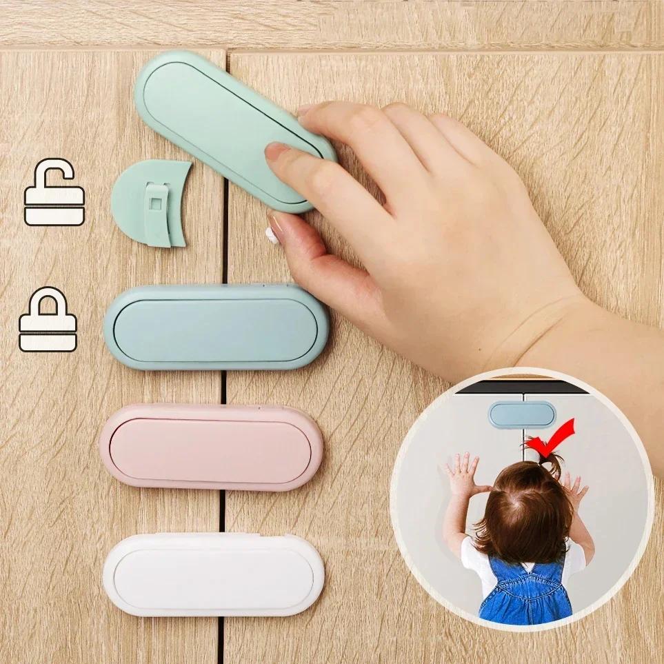 Loquet de sécurité pour tiroir d'enfant, 5 pièces, Protection de porte d'armoire, Anti-pincement pour bébé, serrure Invisible à main, serrure de porte opposée pour garde-robe