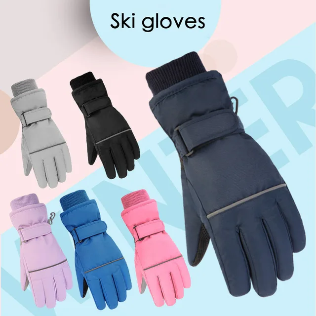 Gants de Ski pour enfants, garde au doigt au chaud, imperméables, épais, mitaines d'hiver, Snowboard, neige, accessoires pour garçons et filles, 2024 – Image 3