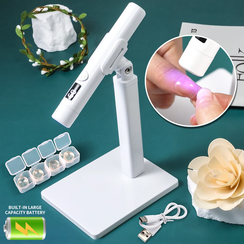 Lampe LED UV professionnelle pour ongles, bureau avec affichage, Mini support de sèche-ongles Portable et Rechargeable, lampe UV amovible pour Nail Art