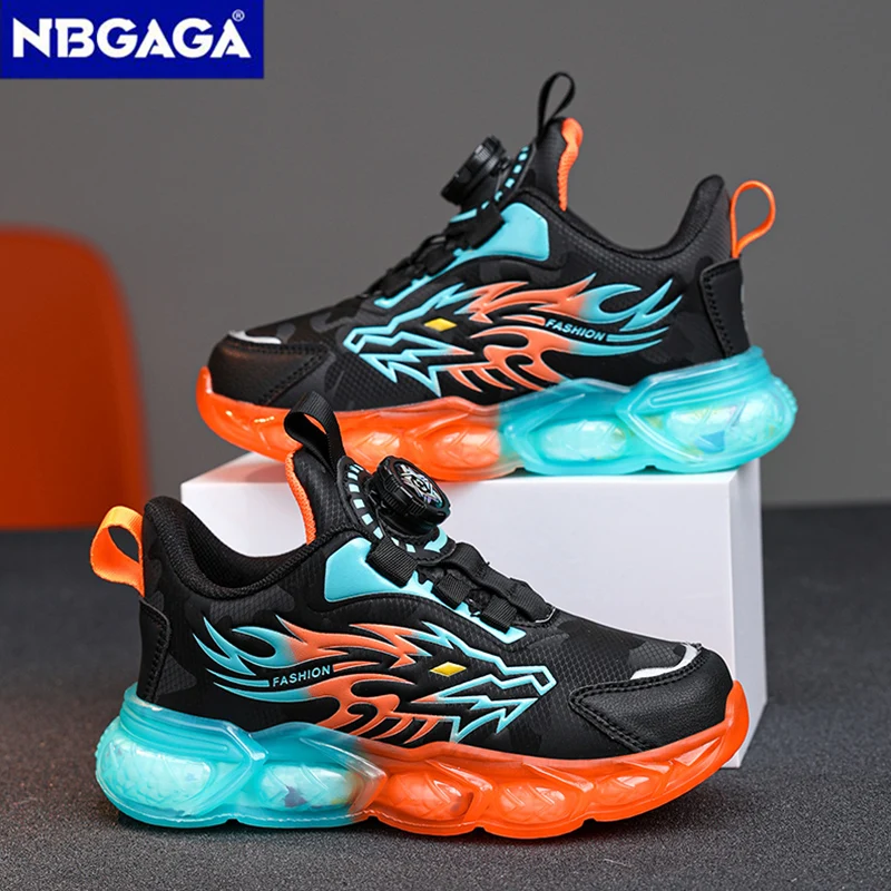 Baskets en cuir coordonnantes pour enfants, chaussures décontractées légères, motif dragon, course à pied et marche, garçons, mode, nouveau, taille 28-39