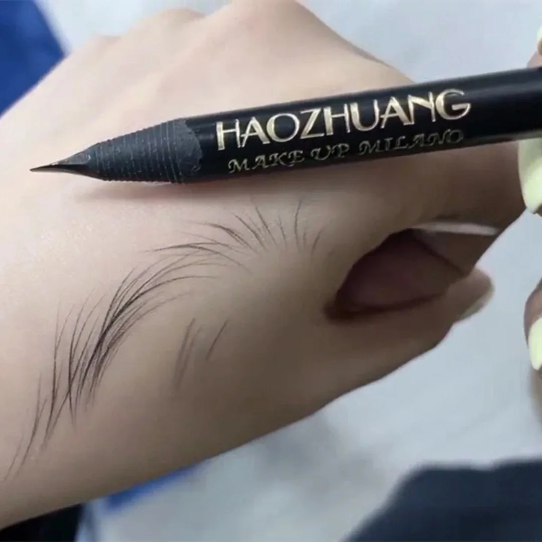 Haute qualité HAOZHUANG tirer crayon à sourcils noir maquillage ligne sauvage crayon à sourcils noyau dur stylo à tête plate blanc étanche