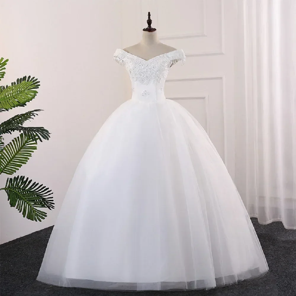 Robe de mariée en dentelle ivoire à épaules dénudées pour les patients de la mariée, robe de Rhvintage, robe de princesse chérie, robe de mariée éducative