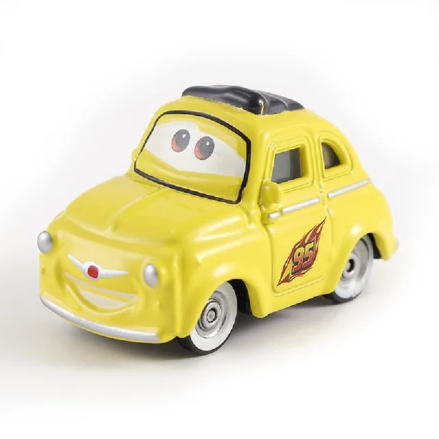 Voitures en métal Disney Pixar 2 3 jouet foudre Mcqueen Lizzie Guido Luigi Dinoco Mini Collection moulé sous pression Original Racer shérif enfants – Image 4